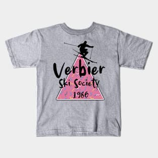 Verbier ski society 1986 vintage retro 80's Kids T-Shirt